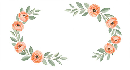 Peach Blossom Floral Wreath Frame Wedding Invitation Spring