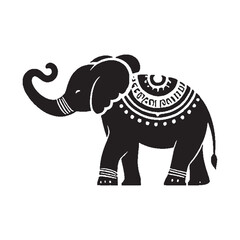 Elephant circus game silhouette vector with white background