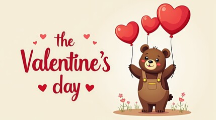 Fototapeta premium Valentine's day greeting card with cute animal, Valentine's illustration