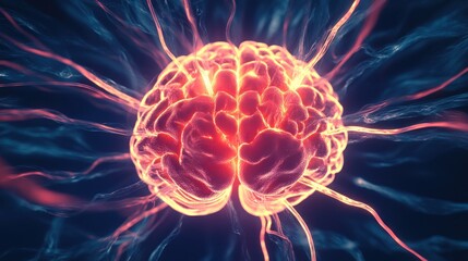 Obraz premium The Glowing Brain: Neural Pathways