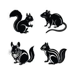 Rodent domestic animal vector silhouette bundle