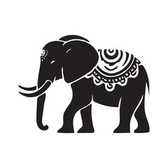 Elephant circus game silhouette vector with white background