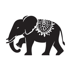 Elephant silhouette vector with white background