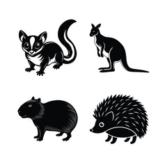 Exotic Mammal domestic animal vector silhouette bundle