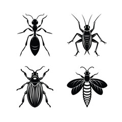 Insect domestic animal vector silhouette bundle