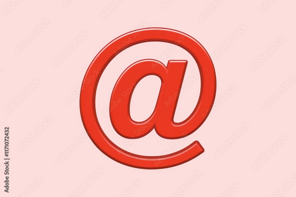 Poster A 3D rendering of a red at symbol, signifying email and online communication.