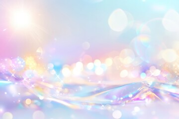 light blue and white pastel bokeh background with shimmering effects creates dreamy atmosphere. soft colors and sparkling lights evoke sense of calm and tranquility