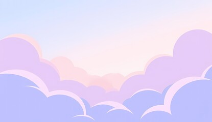 Fototapeta premium A whimsical pastel background featuring soft clouds in hues of blue, pink, and lavender. The smooth blending creates a dreamy and calming effect