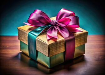 Obraz premium Gift Box with Ribbon AI Photography, Beautiful Gift, Luxury Gift Box, Elegant Gift Wrapping, Creative Gift Ideas