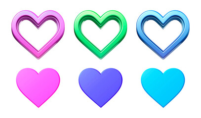 Collection of heart shapes in vibrant colors for Valentine's Day