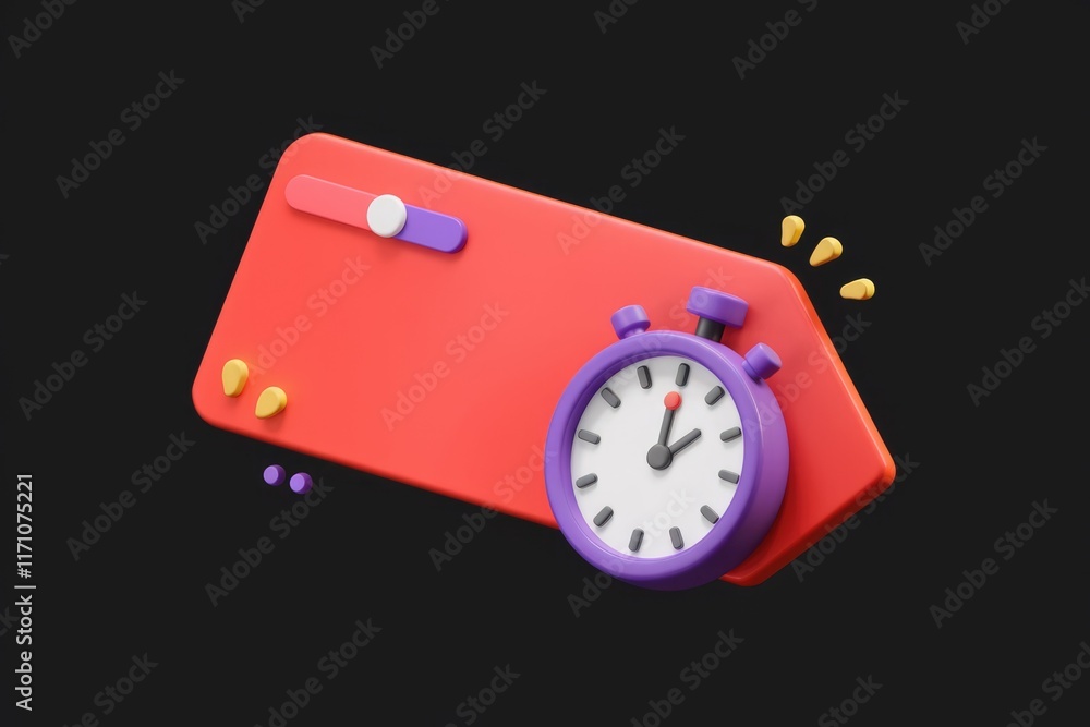 Aufkleber red banner with stopwatch showing time management or deadline concept.