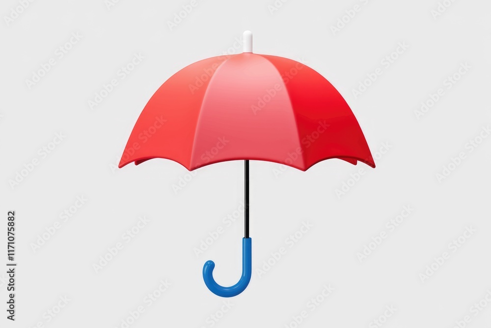 Poster a simple 3d render of a red umbrella with a blue handle, symbolizing protection and safety.