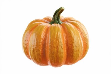 Obraz premium A vibrant orange pumpkin with a smooth, ribbed texture, isolated on a white background.