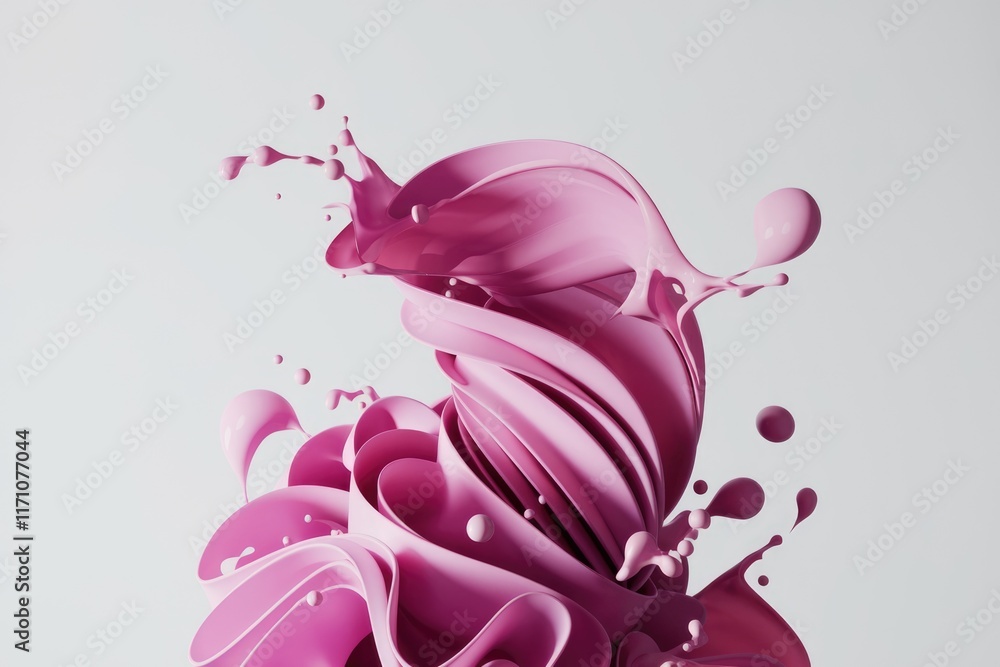 Aufkleber pink liquid swirling and splashing, creating an abstract, dynamic artwork.