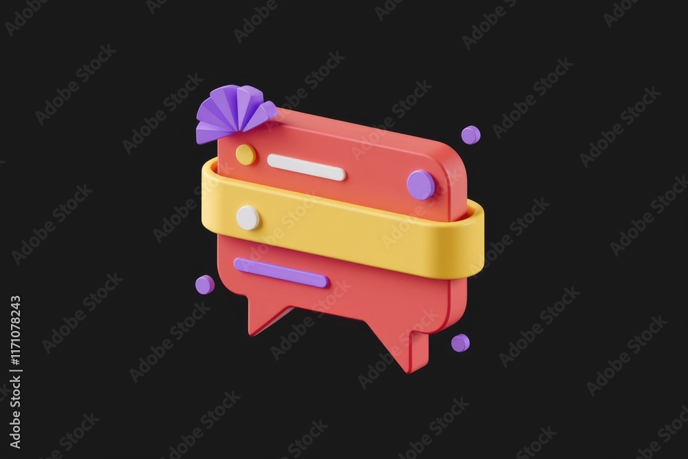 Poster 3D render of a colorful chat bubble design, representing communication and messaging.