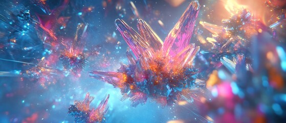Fototapeta premium Abstract crystal formations in vibrant colors.