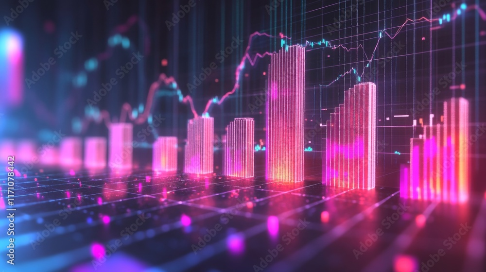 Leinwandbilder an engaging d bar graph illustrating market trends, with detailed textures on the bars and a gradien