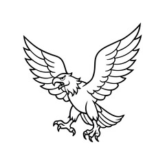 Obraz premium Flying Eagle Line Drawing with Sharp and Bold Features
