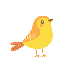 Cute cartoon bird on a branch with yellow leaves.