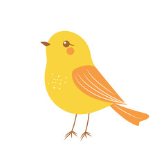 Cute cartoon bird on a branch with yellow leaves.