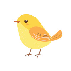 Cute cartoon bird on a branch with yellow leaves.