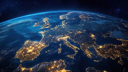Nighttime Satellite View of Europe