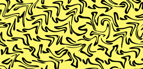 Abstract liquid black on yellow background. Good for website, wallpaper, banner, poster