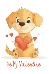 Obraz premium Valentine’s Day greeting card design with cute dog and text.
