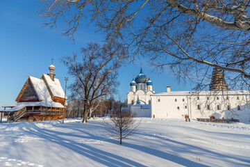 Cathedral of the Nativity of the Blessed Virgin Mary and St. Nicholas church (or Nikolskaya church). The Suzdal Kremlin, Suzdal city, Vladimir region, Russia