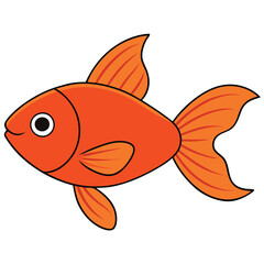 Goldfish fish isolated flat vector illustration on white background