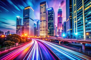 Fototapeta premium Gradient Smart City - High Speed Blurred Background - AI Photo