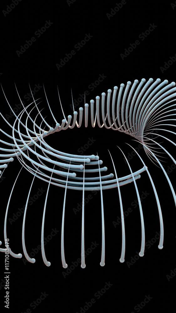 Aufkleber abstract 3d spiral structure with smooth curves on black background