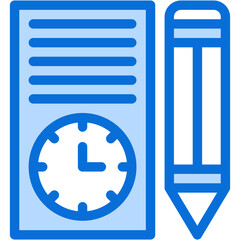 Vector Icon Homework, Pencil, Paper, Clock, Book