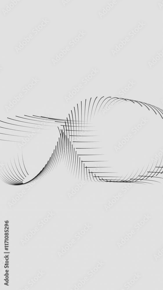 Poster minimalist abstract flowing black lines on white background