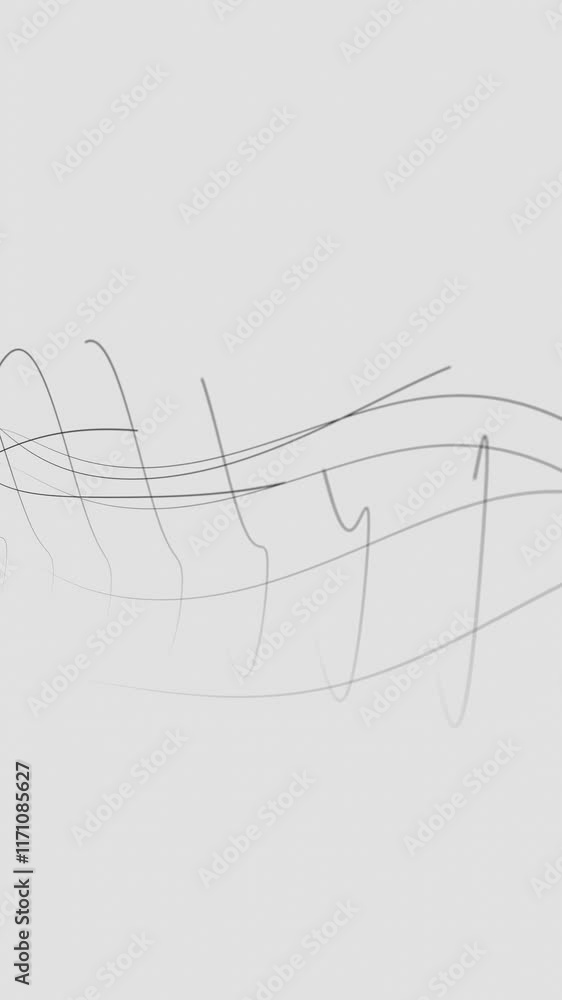 Aufkleber minimalist abstract flowing lines on white background