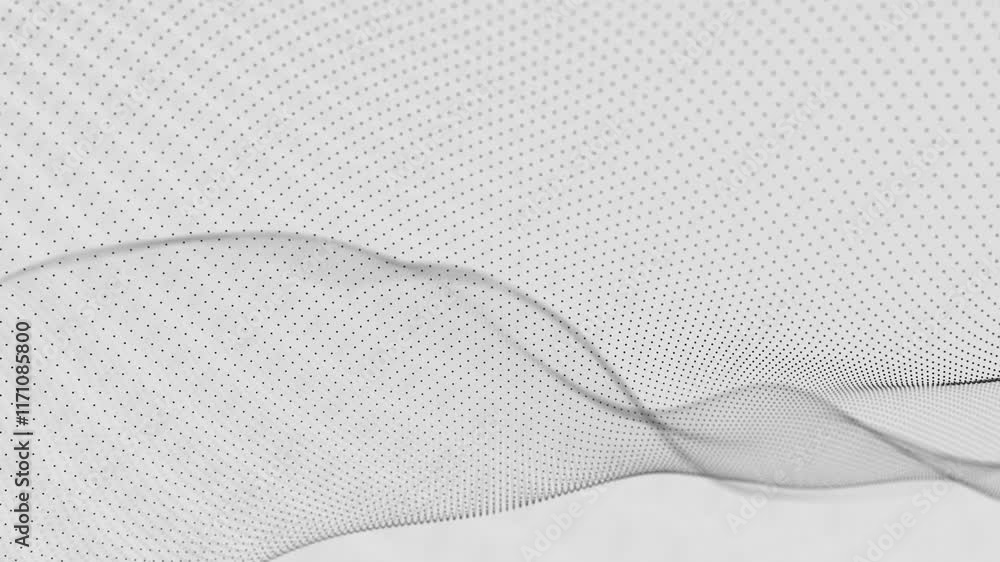 Poster Minimalist Abstract Wave with Dotted Pattern on White Background


