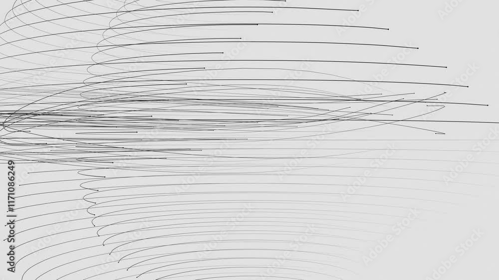 Poster abstract minimalist flowing lines with dots on white background