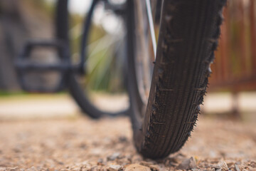 A close-up of a bicycle