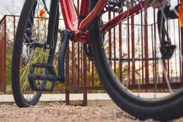 A close-up of a bicycle