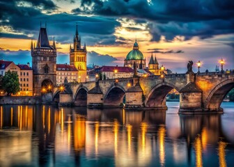 Fototapeta premium Prague's Vltava River & Charles Bridge: Urban Exploration Photography
