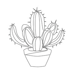 Cactus continuous single line art outline Vector illustration drawing for home and interior botanical plant concept