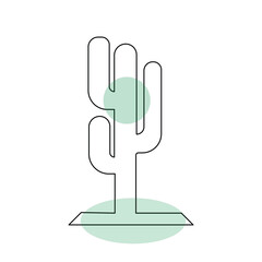 Cactus continuous single line art outline Vector illustration drawing for home and interior botanical plant concept