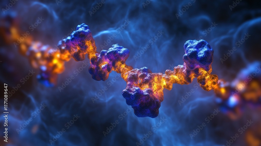 Aufkleber abstract representation of molecular structures with vibrant colors and dynamic effects.