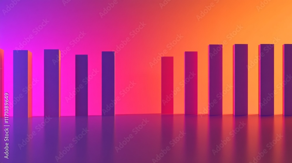 Aufkleber A clean and minimalist D bar chart with tall, evenly spaced bars, cast shadows on a subtle gradient background, emphasizing clarity and precision in financial data.
