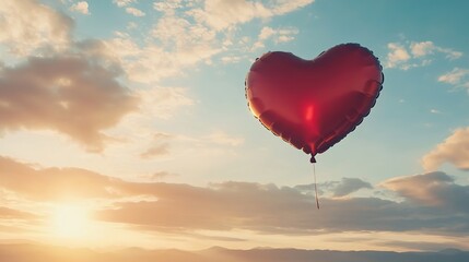 Fototapeta premium Valentine banner background of heart shape balloon in the air