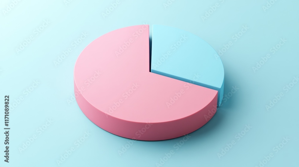 Aufkleber A clean and minimalist D pie chart showcasing statistical data, with a soft shadow effect and evenly distributed segments that highlight key financial insights.