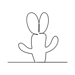Cactus continuous single line art outline Vector illustration drawing for home and interior botanical plant concept