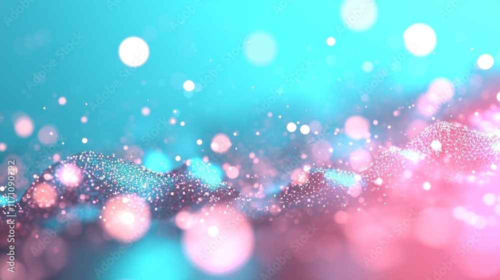 Poster illustration of data technology. abstract futuristic background. wave with connecting dots and lines