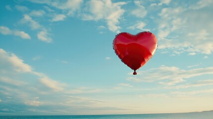 Fototapeta premium Valentine banner background of heart shape balloon in the air