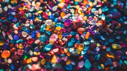 Vibrant Colorful Gems and Crystals on a Dark Surface